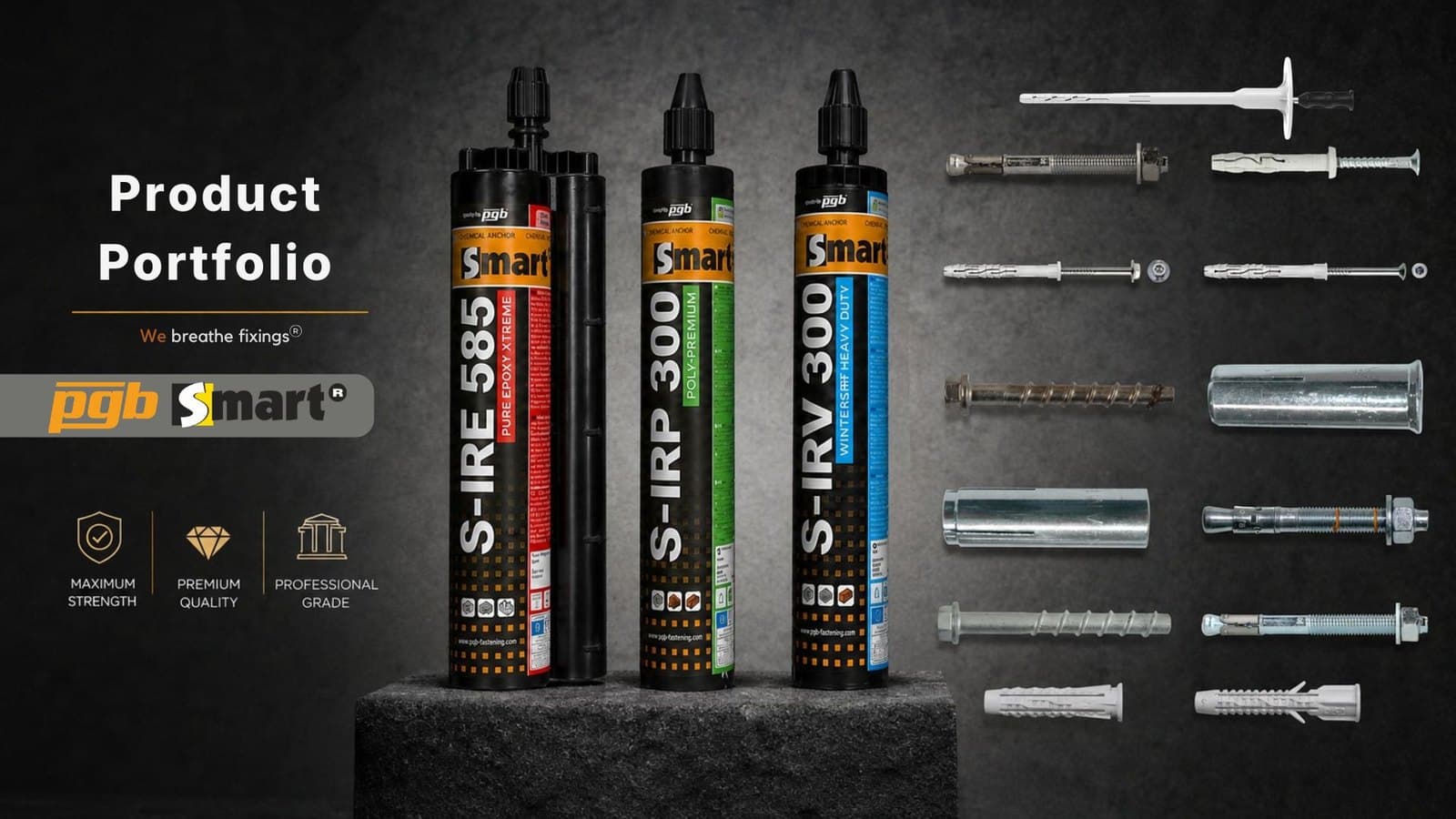 PGB SMART product portfolio — chemical anchors, fasteners and fixings
